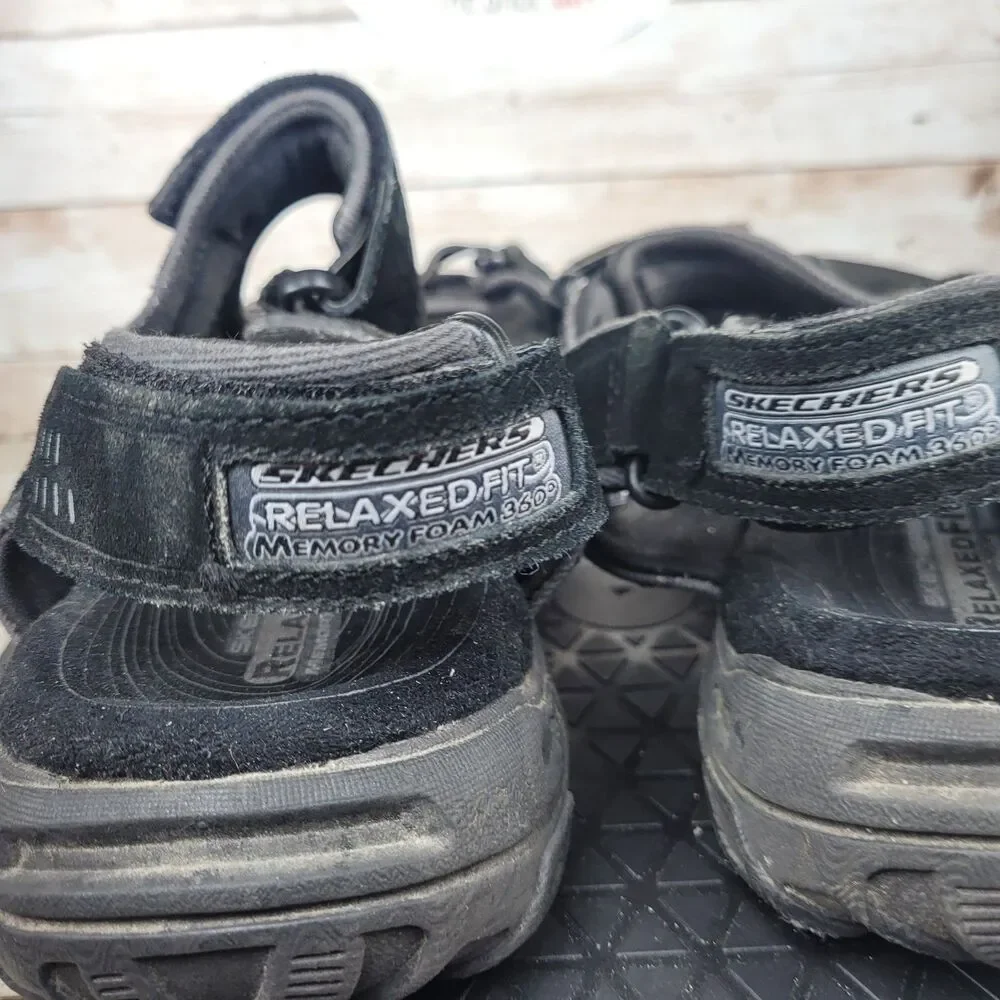 Skechers Sandals Men's Size 11 Black Suede Garver Alec Adjustable Straps Comfort
